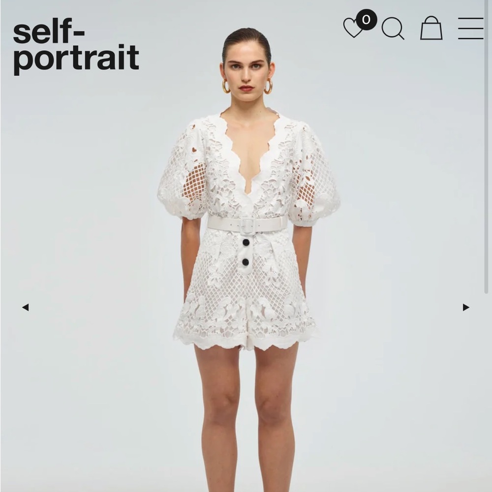 Self Portrait Lattice Embroidered Playsuit